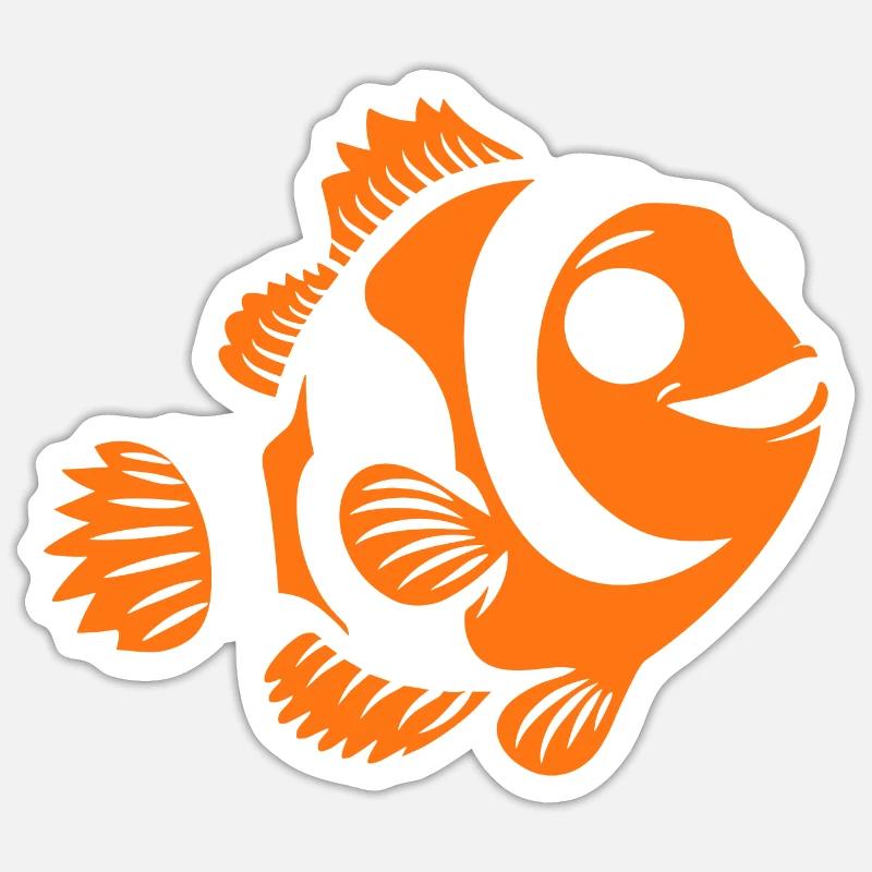 Poisson clown - Sticker taille S (10 x 10 cm) - blanc mat