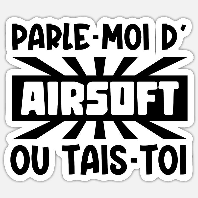 parle-moi d'airsoft - Sticker taille S (10 x 10 cm) - blanc mat
