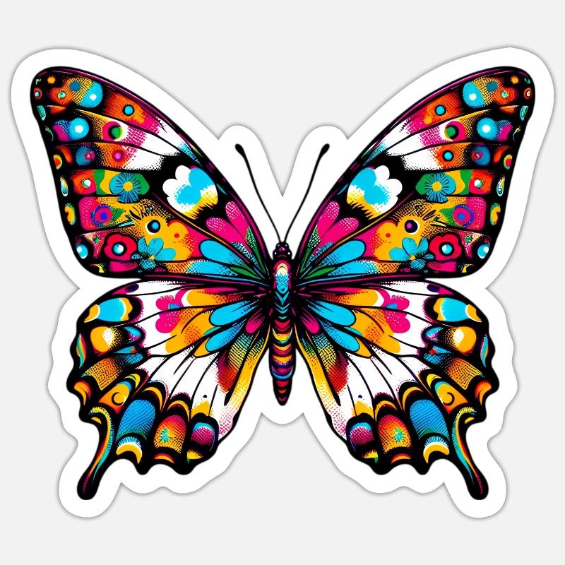 Papillon - Sticker taille S (10 x 10 cm) - blanc mat