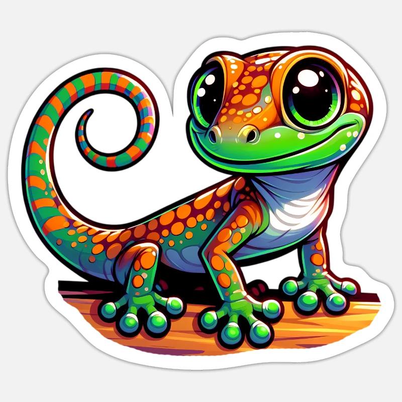 Gecko - Sticker taille S (10 x 10 cm) - blanc mat