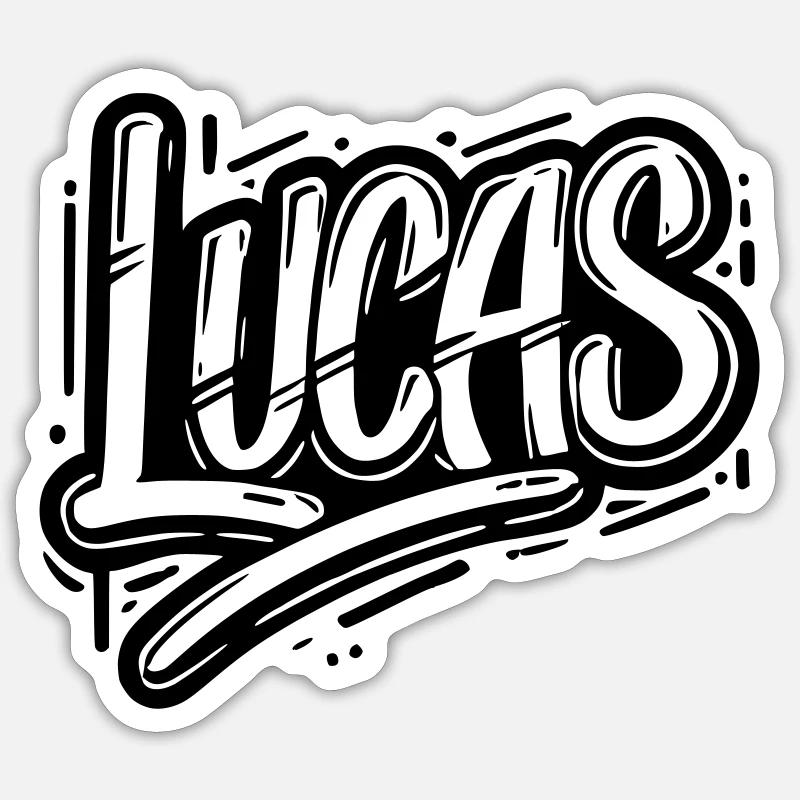 Lucas Name Vorname Graffiti - Sticker Größe S (10 x 10 cm) - Mattweiß