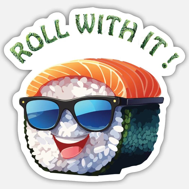 Roll with it ! - Sticker taille S (10 x 10 cm) - blanc mat