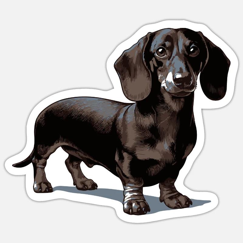 Dackel - Sticker Größe S (10 x 10 cm) - Mattweiß