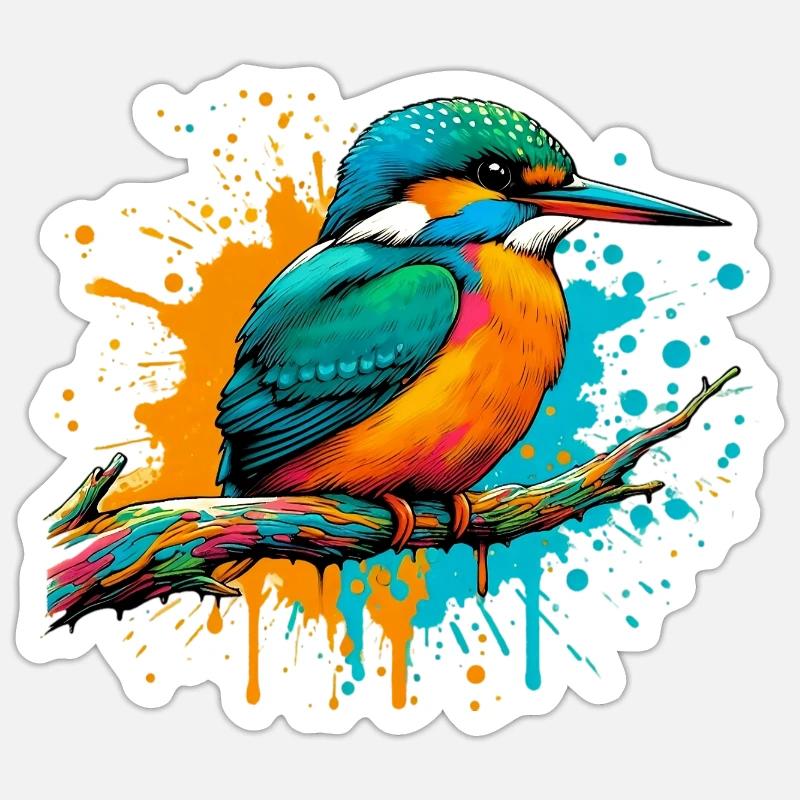 Eisvogel - Sticker Größe S (10 x 10 cm) - Mattweiß