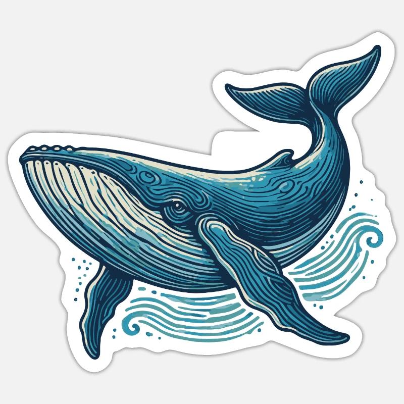 Baleine bleue - Sticker taille S (10 x 10 cm) - blanc mat