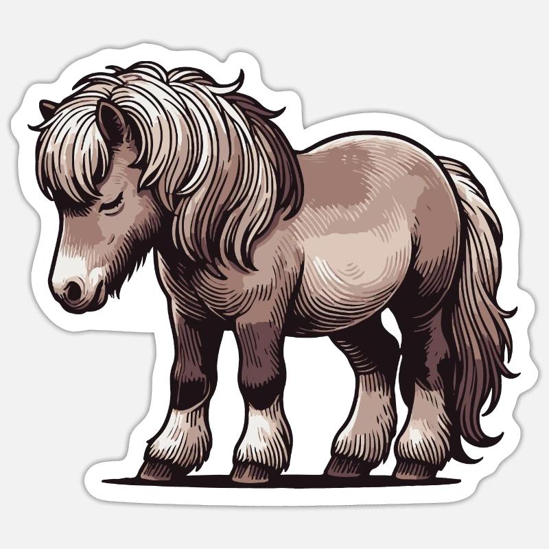 Poney - Sticker taille S (10 x 10 cm) - blanc mat