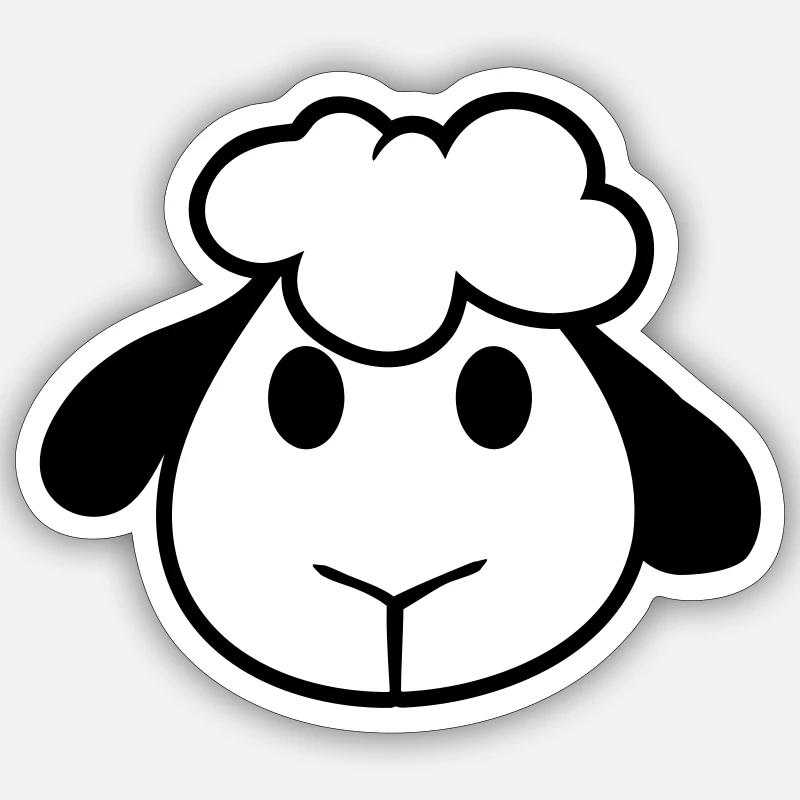 Schaf Gesicht Kopf Süß Niedlich Lamm Cool Comic Sticker Größe S (10 x 10 cm)