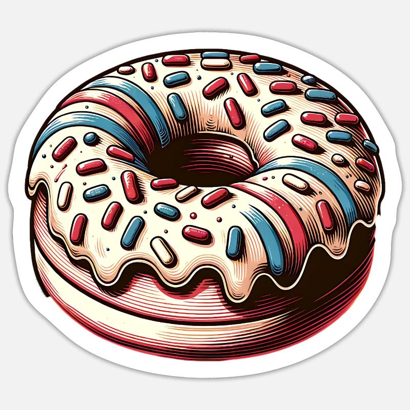 Donut - Sticker Größe S (10 x 10 cm) - Mattweiß