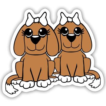 2 Équipe de chiens Deux amis Petites amies Couple Équipage - Sticker taille S (10 x 10 cm) - blanc mat - Devant