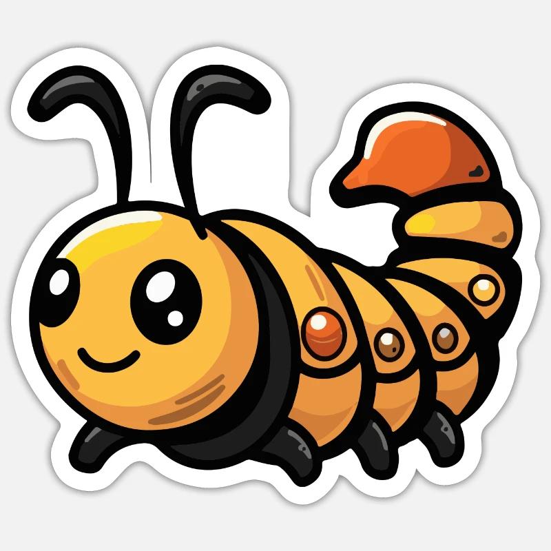Wurm Comic - Sticker Größe S (10 x 10 cm) - Mattweiß