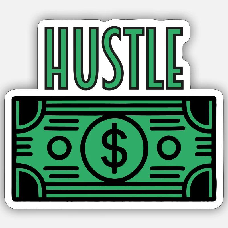 Billet d’affaires - HUSTLE Design - Sticker taille S (10 x 10 cm) - blanc mat