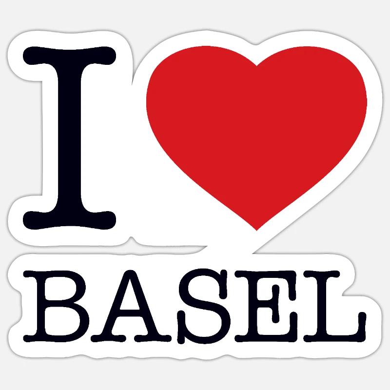 I LOVE BASEL - Sticker size S (10 x 10 cm) - white matte