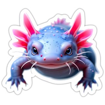 Axolotl aquatic pink highlights gentle amphibian - Sticker Größe S (10 x 10 cm) - Mattweiß - Vorne