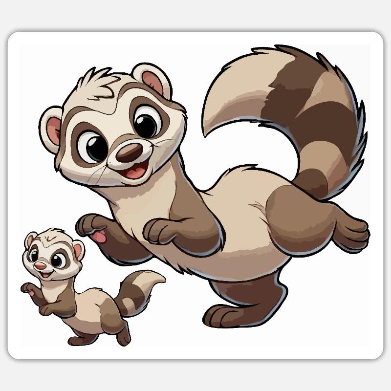 Frettchenmutter mit Kind Sticker Größe S (10 x 10 cm)