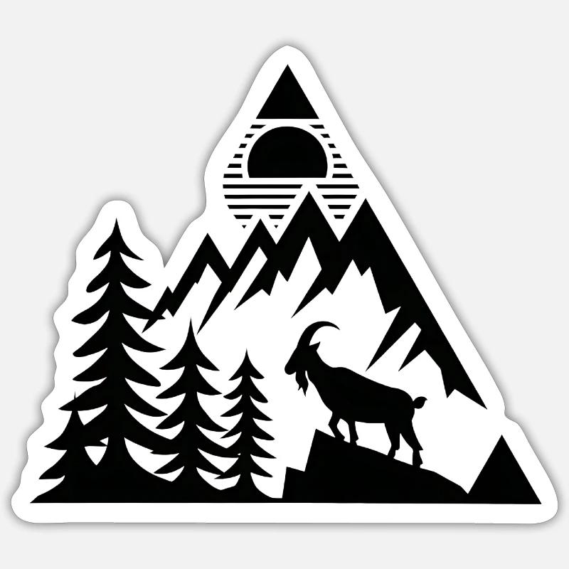 Alpen Berge Steinbock - Sticker Größe S (10 x 10 cm) - Mattweiß