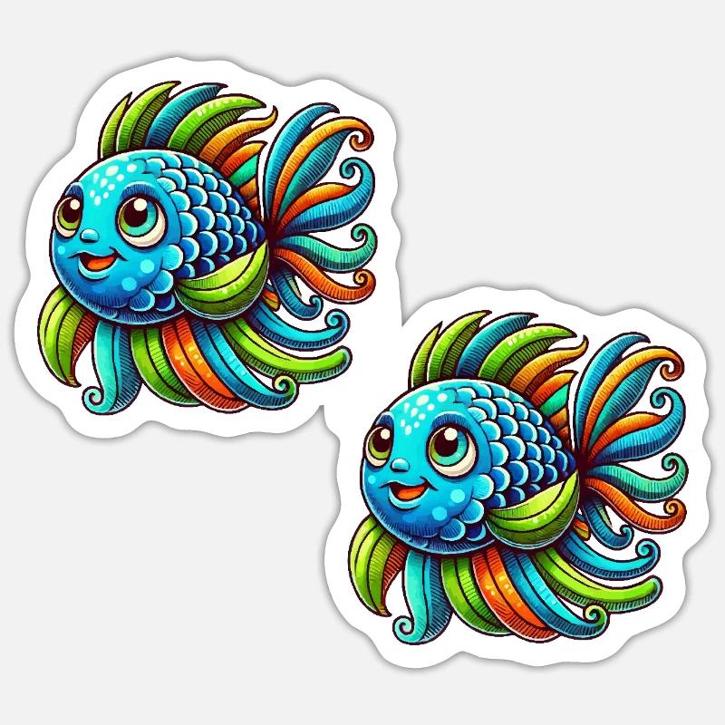 fisch comic 2 Sticker Größe S (10 x 10 cm)