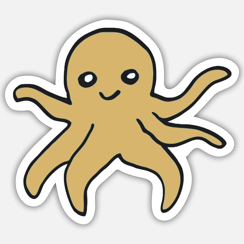 Octopus Or - Sticker taille S (10 x 10 cm) - blanc mat