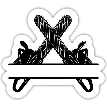 Two chainsaws crossed banner - Sticker size S (10 x 10 cm) - white matte - Front