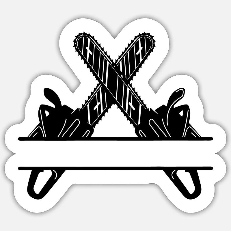 Two chainsaws crossed banner Sticker size S (10 x 10 cm)