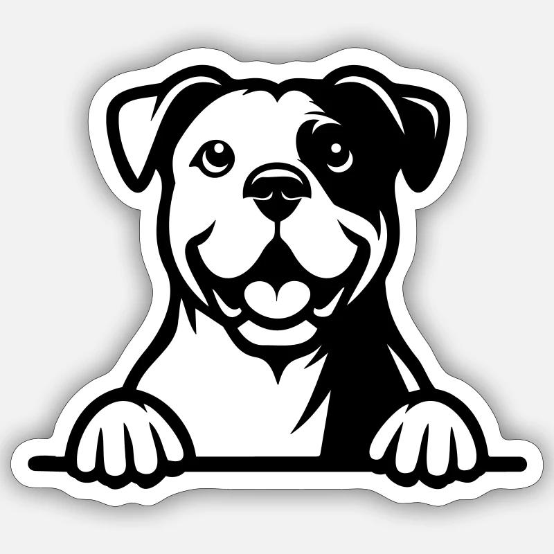 Bouledogue américain - Sticker taille S (10 x 10 cm) - blanc mat