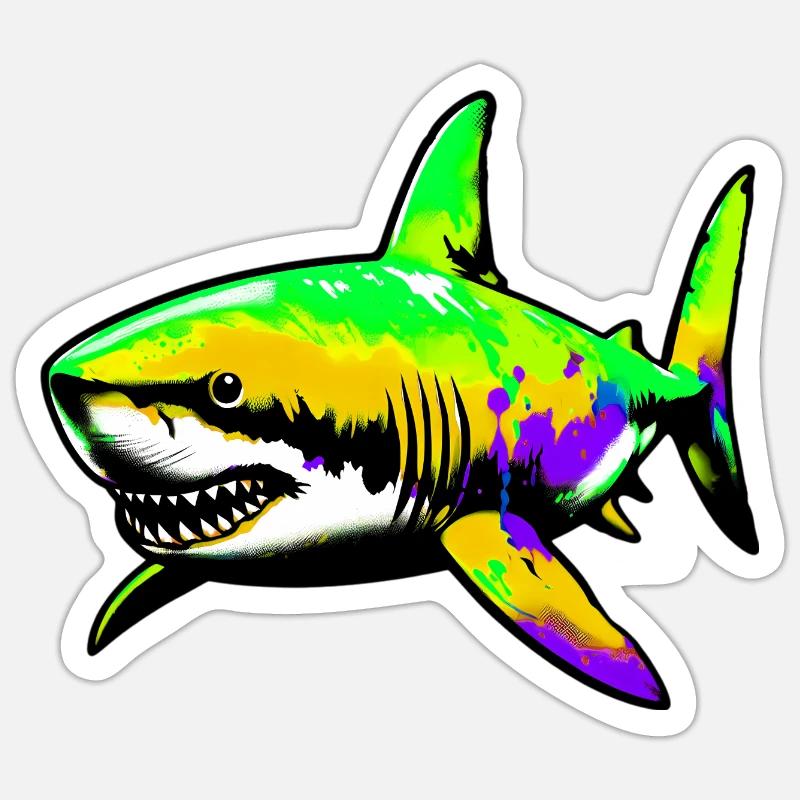 Requin - Sticker taille S (10 x 10 cm) - blanc mat