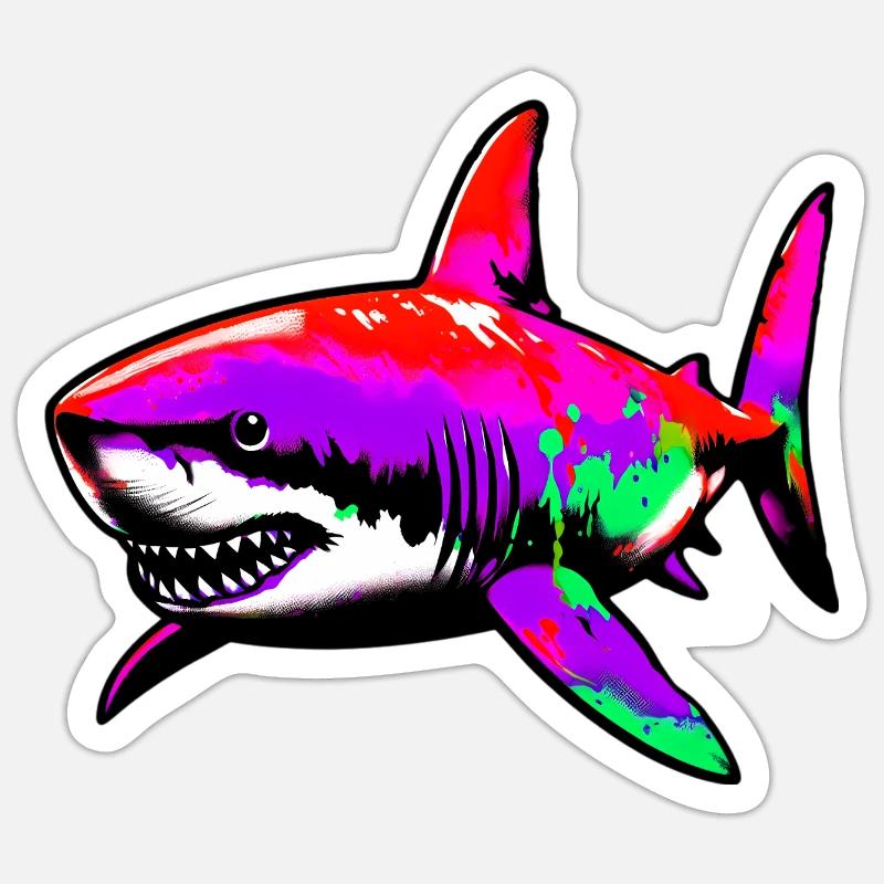 Requin - Sticker taille S (10 x 10 cm) - blanc mat