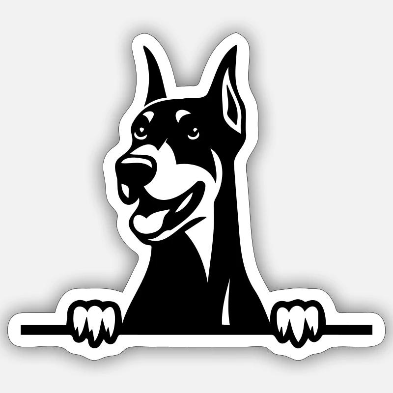 Doberman Pinscher - Sticker Größe S (10 x 10 cm) - Mattweiß