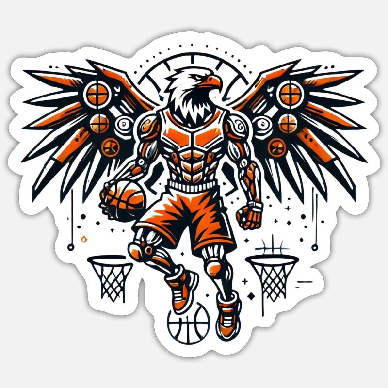 Aigles de basket-ball. - Sticker taille S (10 x 10 cm) - blanc mat