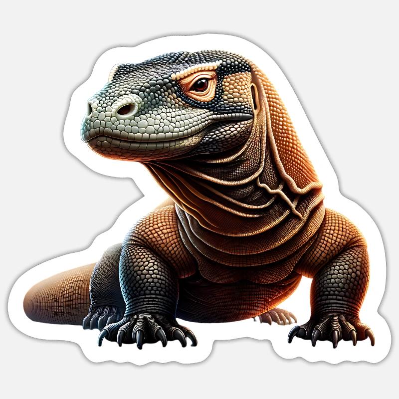 Komodo Dragon - Sticker taille S (10 x 10 cm) - blanc mat