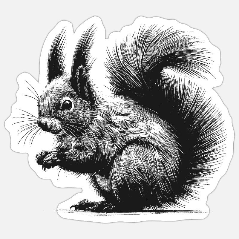 Écureuil - Sticker taille S (10 x 10 cm) - blanc mat