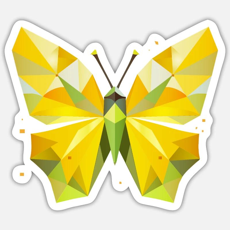 papillon citron jaune vif dans un style moderne Sticker taille S (10 x 10 cm)