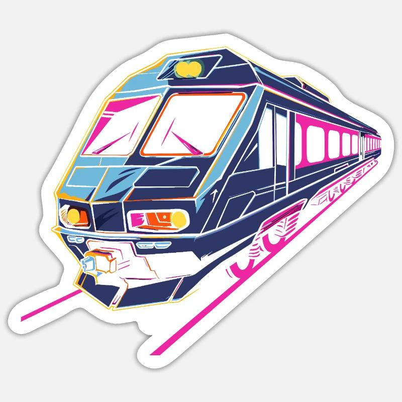 Train Rétro - Sticker taille S (10 x 10 cm) - blanc mat