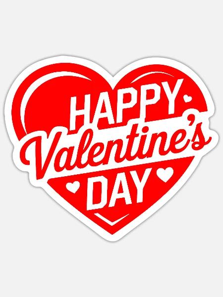 Alles Gute zum Valentinstag 2025 T-Shirt-Geschenk für ihn - Sticker Größe S (10 x 10 cm) - Mattweiß