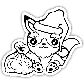 Fuchs Rotfuchs Weihnachtsmann Weihnachten Geschenk - Sticker Größe S (10 x 10 cm) - Mattweiß - Vorne