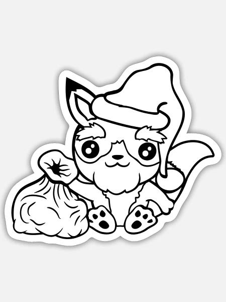 Fuchs Rotfuchs Weihnachtsmann Weihnachten Geschenk - Sticker Größe S (10 x 10 cm) - Mattweiß