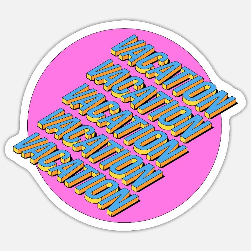 Vacances – Lettrage rétro 3D - Sticker taille S (10 x 10 cm) - blanc mat