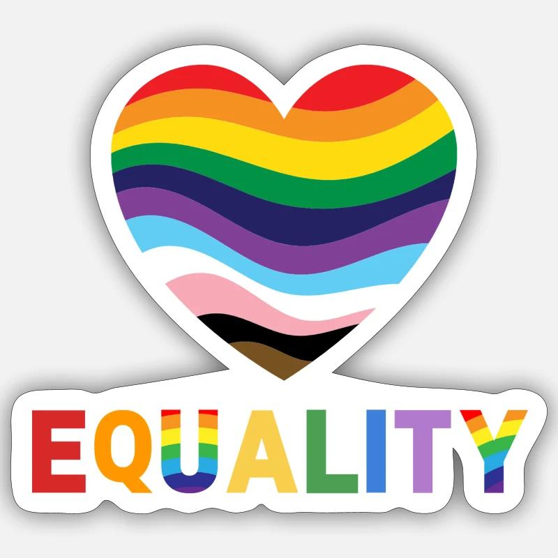 Pride Equality Rainbow Heart - Sticker size S (10 x 10 cm) - white matte