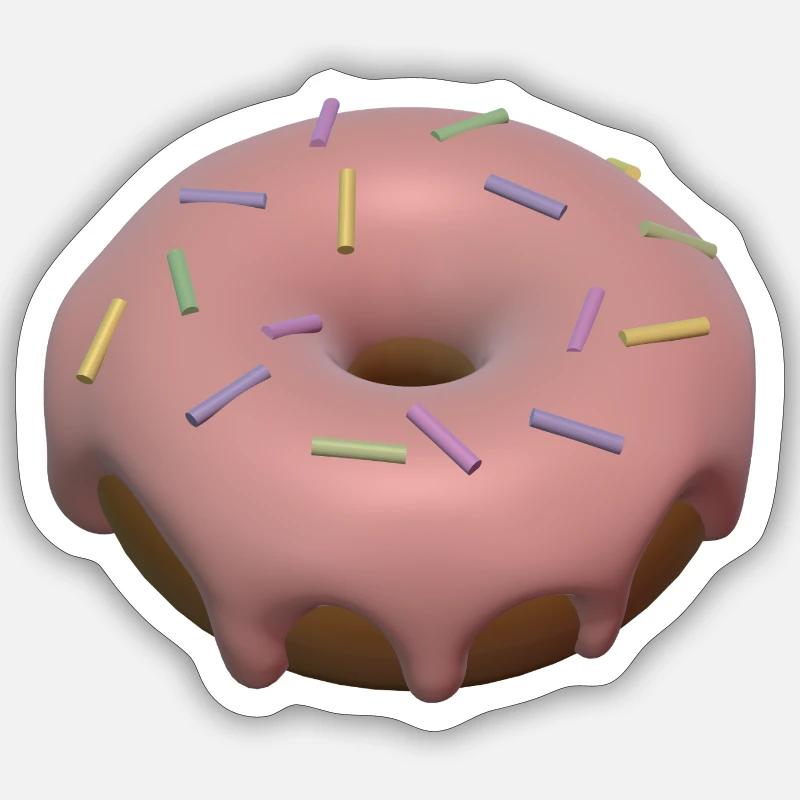 3D-Donut - Sticker Größe S (10 x 10 cm) - Mattweiß