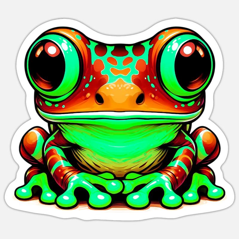 Frosch - Sticker Größe S (10 x 10 cm) - Mattweiß