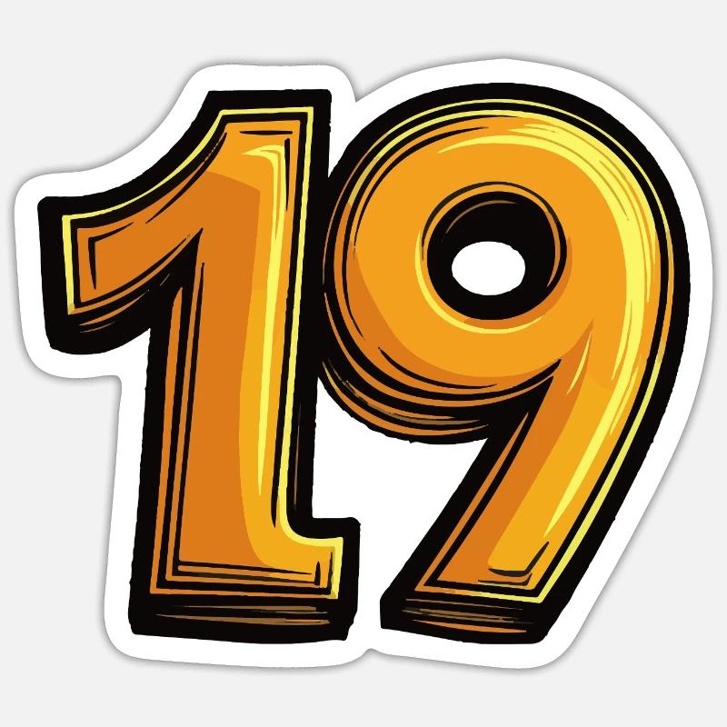 19 Symbole numérique - Sticker taille S (10 x 10 cm) - blanc mat