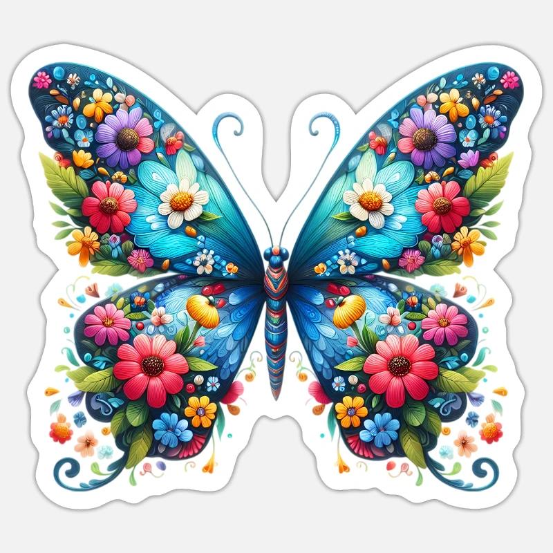 Schmetterling - Sticker Größe S (10 x 10 cm) - Mattweiß