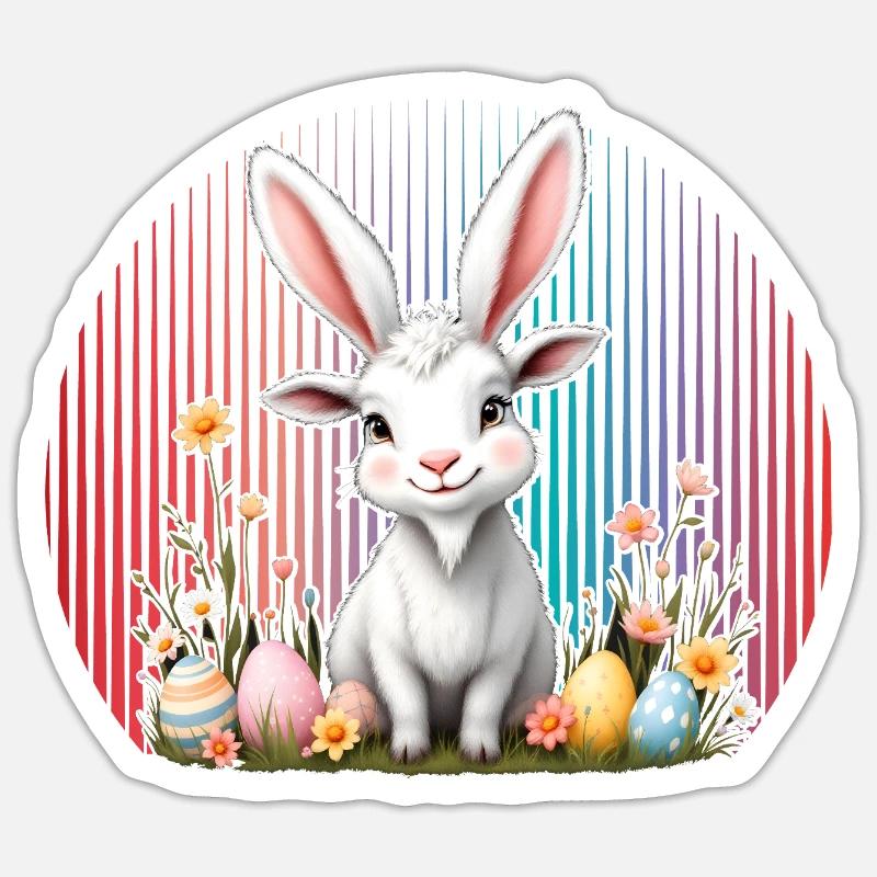 Pâques - Sticker taille S (10 x 10 cm) - blanc mat