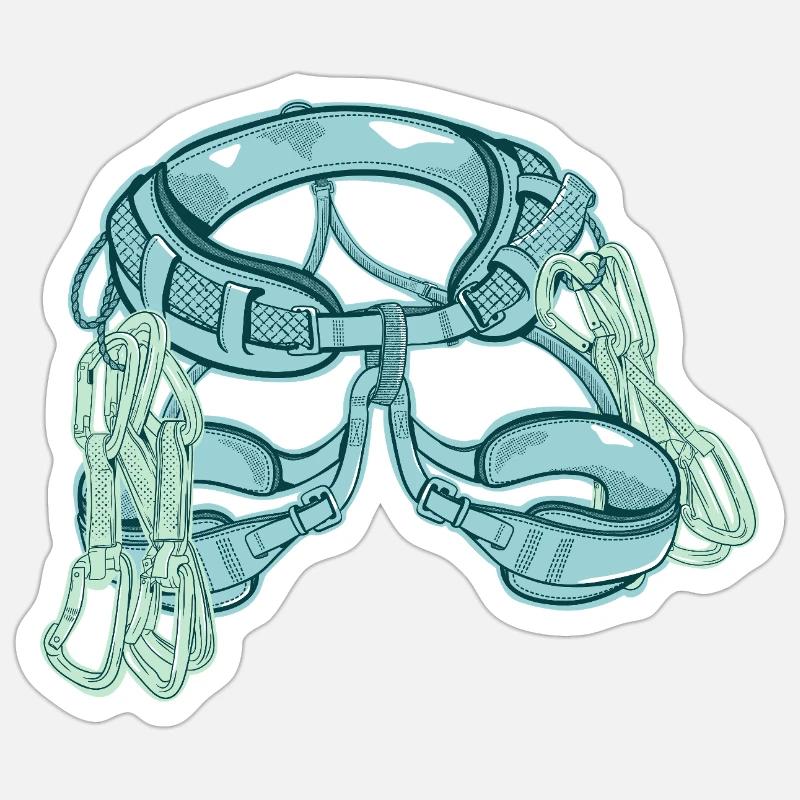 Rock climbing harness with quickdraws Sticker size S (10 x 10 cm)