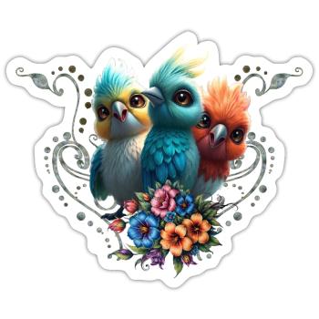 Le gang de l’oiseau heureux - Sticker taille S (10 x 10 cm) - blanc mat - Devant