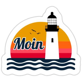 Moin Sticker mit Leuchtturm - Maritim - Sticker Größe S (10 x 10 cm) - Mattweiß - Vorne