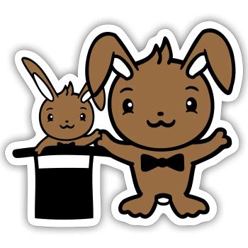 Bunny Wizard Chapeau Haut de forme Enfant 2 Bébé Sorcier Mignon - Sticker taille S (10 x 10 cm) - blanc mat - Devant