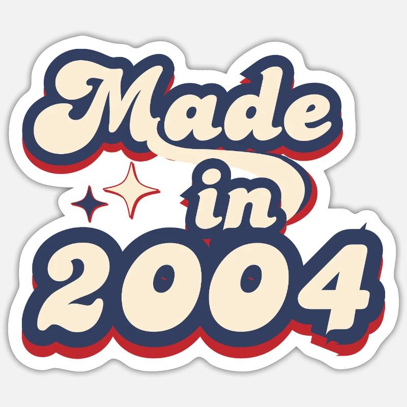 Made in 2004 retro - Sticker taille S (10 x 10 cm) - blanc mat