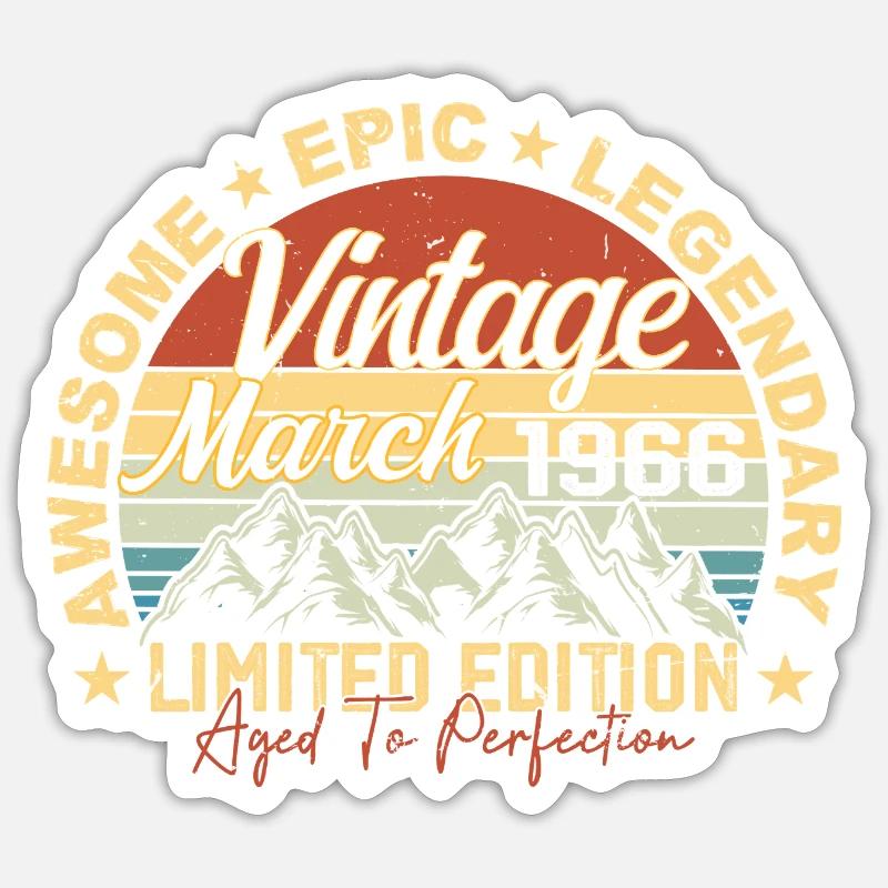 März 1966 Jahrestag, Birthday Gift March 1966 Sticker Größe S (10 x 10 cm)