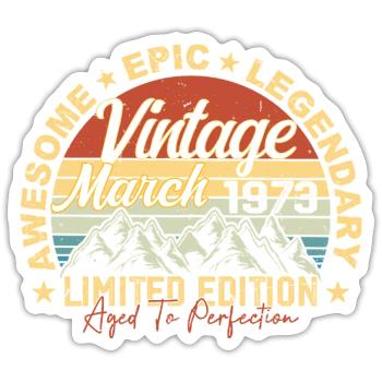 Mars 1973 Anniversaire, Cadeau d’anniversaire Mars 1973 - Sticker taille S (10 x 10 cm) - blanc mat - Devant