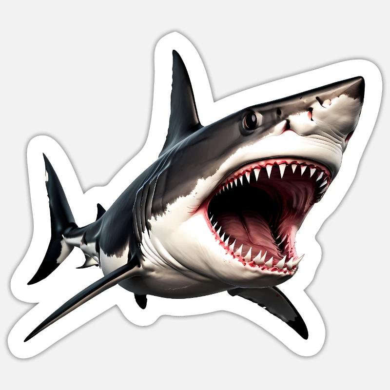 Shark Attack - Sticker size S (10 x 10 cm) - white matte